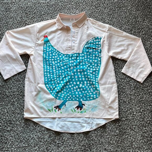 Paloma Wool Tops - Blue Chicken Polka Dots Button-up Shirt Womens XL Spring Eclectic Grandma Retro